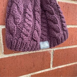 The North Face Cable Knit Alpaca Blend Purple Beanie Hat